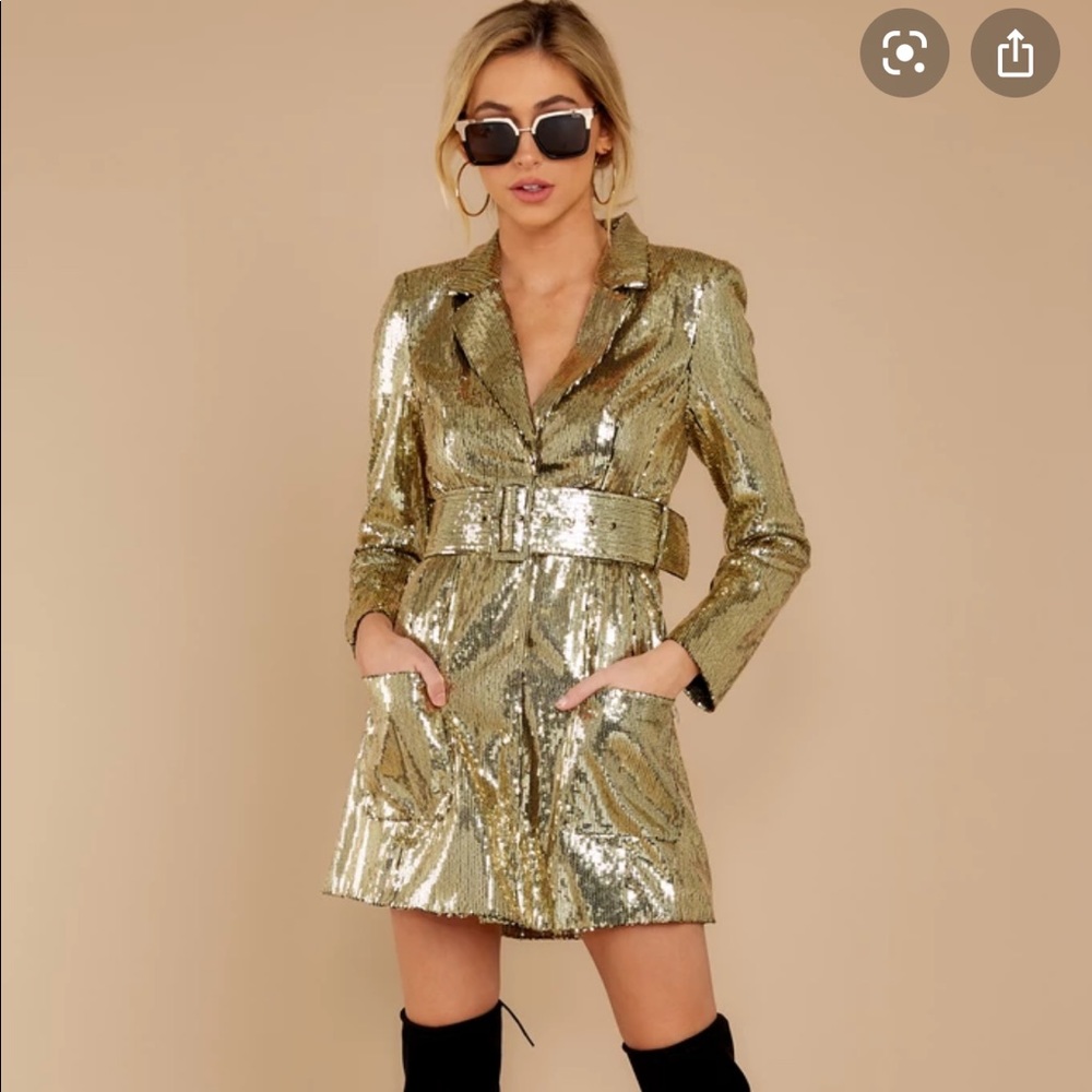 Gold sequin blazer dress